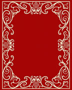 Ornate Ivory Scrolling Floral Frame Rug