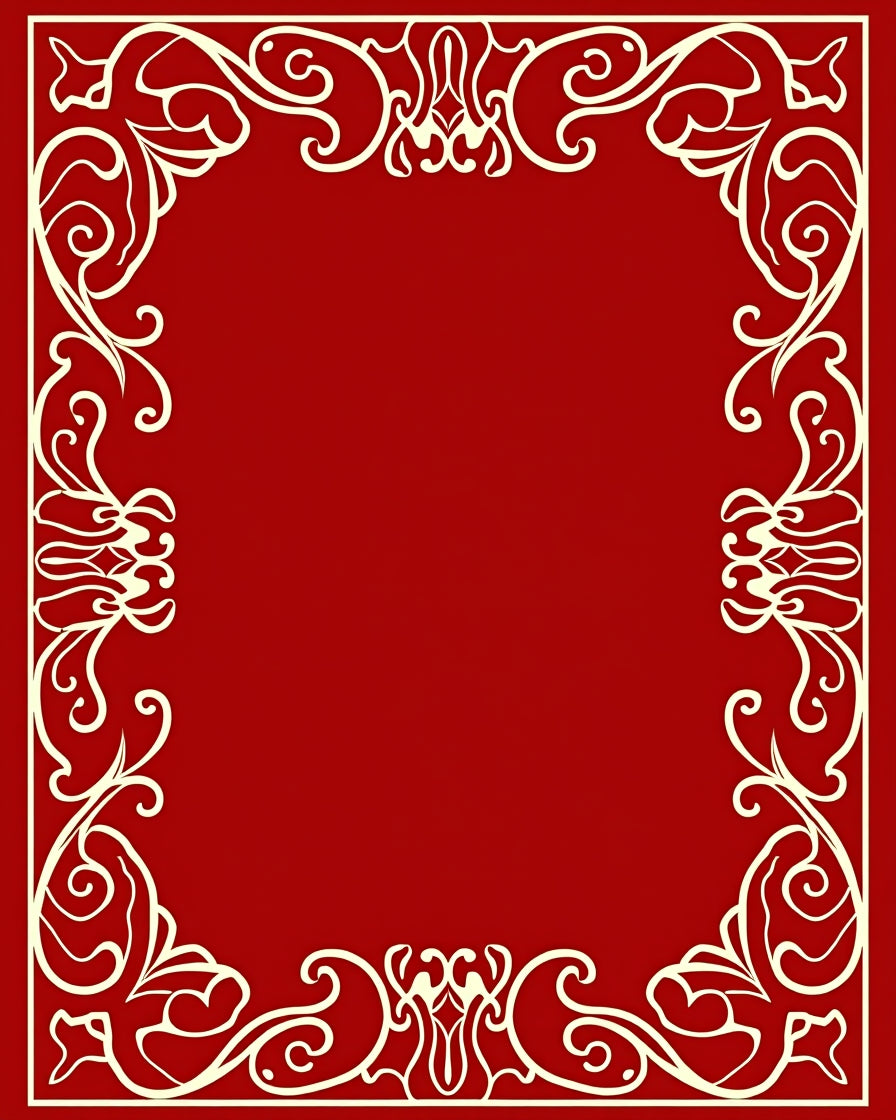 Ornate Ivory Scrolling Floral Frame Rug