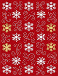 Festive Red Snowflake Swirl Repeat Rug