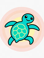 Cute Teal Turtle Sunset Circles Rug