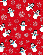 Joyful Snowman Red Snowflake Scatter Rug