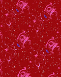 Crimson Abstract Swirl And Flower Rug