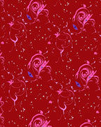 Crimson Abstract Swirl And Flower Rug