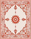 Ornate Red Sunburst Medallion Rug