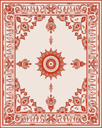 Ornate Red Sunburst Medallion Rug