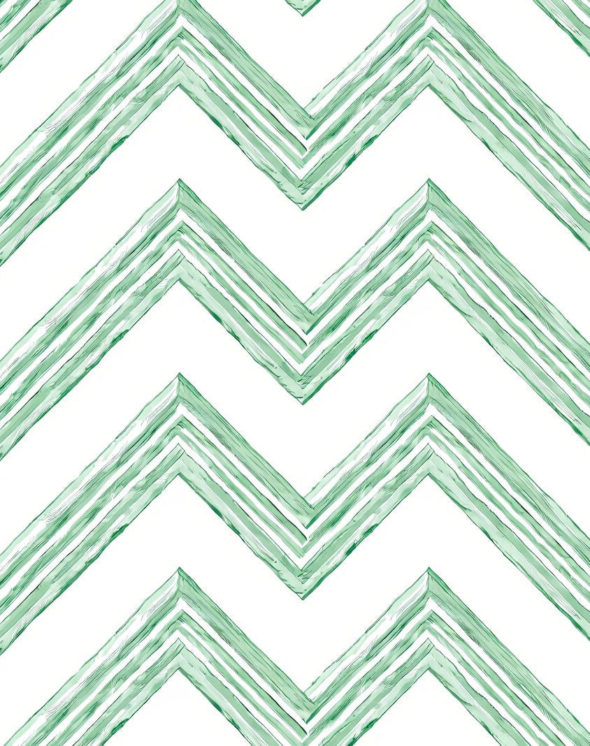 Serene Green Watercolor Chevron Stripes Rug