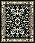 Black Ivory Floral Scroll Medallion Rug