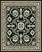 Black Ivory Floral Scroll Medallion Rug