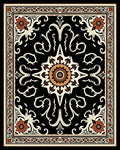 Ornate Black Floral Medallion Rug