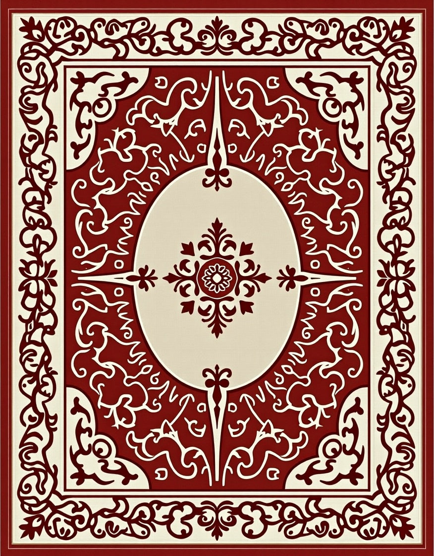 Crimson Vintage Floral Oval Medallion Rug