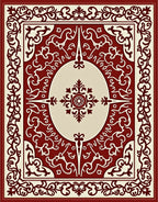 Crimson Vintage Floral Oval Medallion Rug