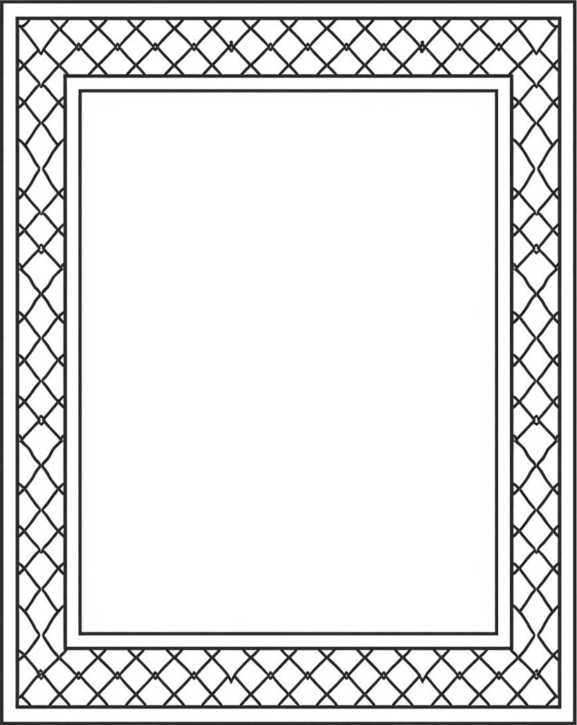 Black White Squared Lattice Border Rug