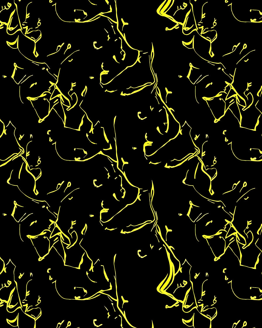 Bold Neon Black Scribble Art Rug