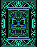 Vibrant Teal Blue Geometric Symmetry Rug