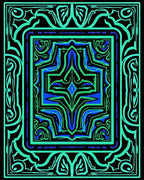 Vibrant Teal Blue Geometric Symmetry Rug