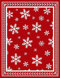 Red White Snowflakes Christmas Border Rug