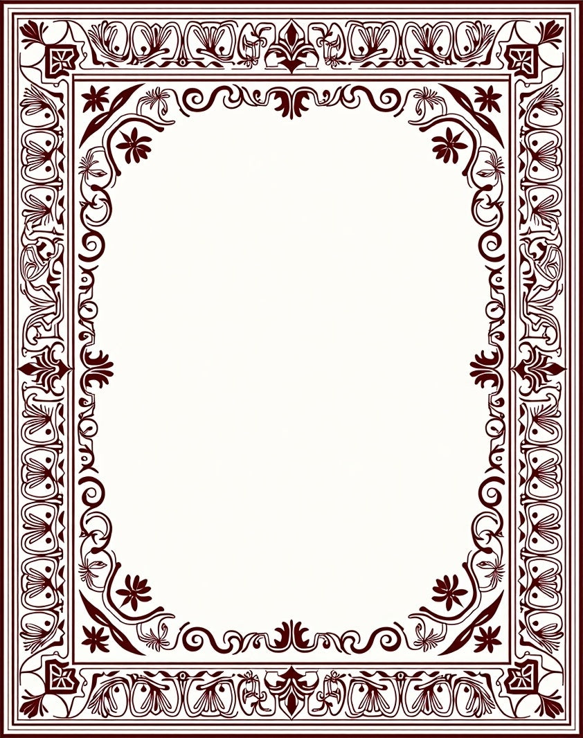 Ornate Crimson Floral Border Rug