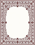 Ornate Crimson Floral Border Rug