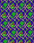 Indigo Lattice Green Fruit Garland Rug