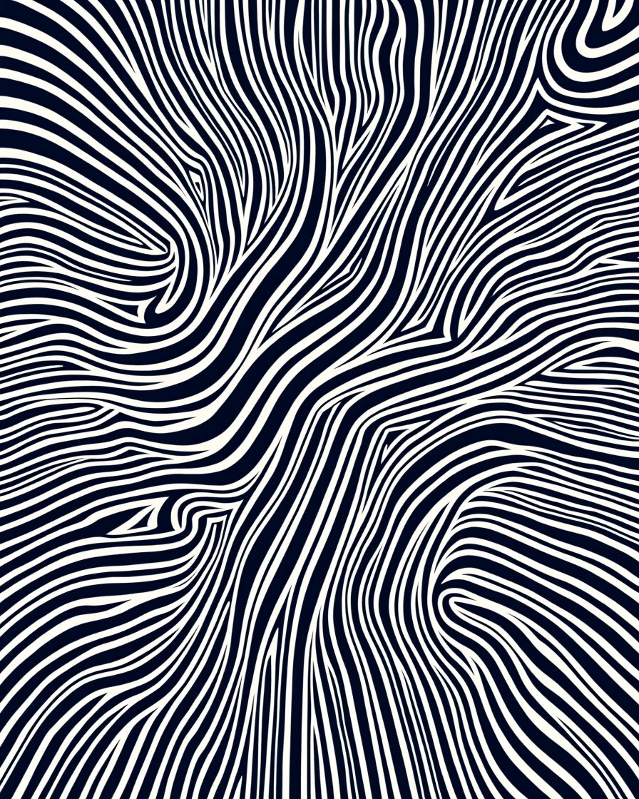 Bold Black and White Swirling Lines Rug