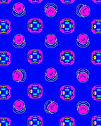 Retro Pink Geometric Abstract Round Rug