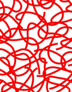 Crimson Red Abstract Tangled Lines Rug