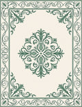 Classic Green Ornamental Scrollwork Rug