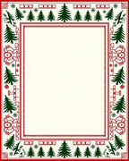 Red and Green Christmas Tree Border Rug