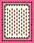 Whimsical Evergreen Trees Pink Border Rug