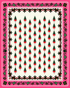Whimsical Evergreen Trees Pink Border Rug