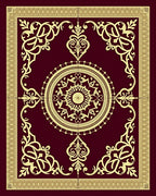 Deep Crimson Gold Floral Medallion Rug