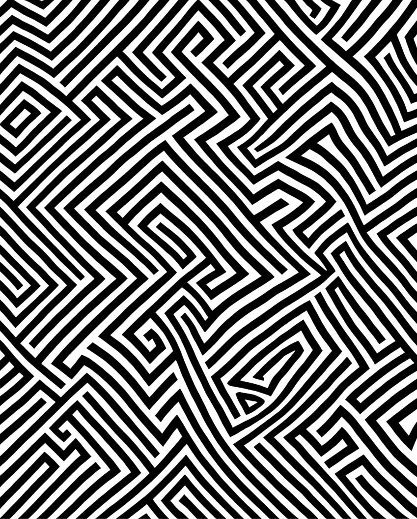 Monochromatic Abstract Maze Geometry Rug