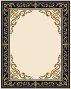 Elegant Navy Gold Scrollwork Border Rug
