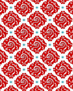Bold Red Swirl Medallion Repeat Rug