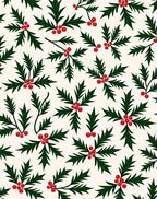 Classic Green Holly Berry Background Rug