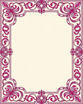Ornate Magenta Floral Scroll Frame Rug