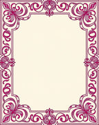 Ornate Magenta Floral Scroll Frame Rug