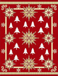 Red and Gold Snowflake Tree Medallion Rug