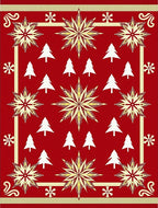 Red and Gold Snowflake Tree Medallion Rug