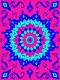 Vibrant Pink Blue Mandala Bloom Rug