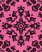 Dark Pink Mandala Abstract Symmetry Rug