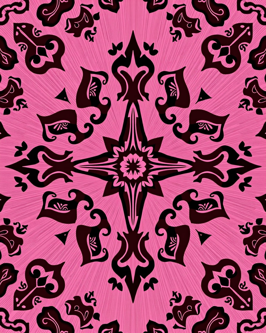 Dark Pink Mandala Abstract Symmetry Rug