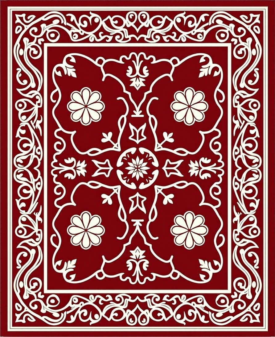 Crimson Vintage Floral Medallion Rug