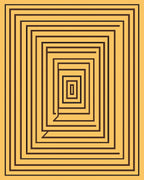 Burnt Orange Geometric Tunnel Rug