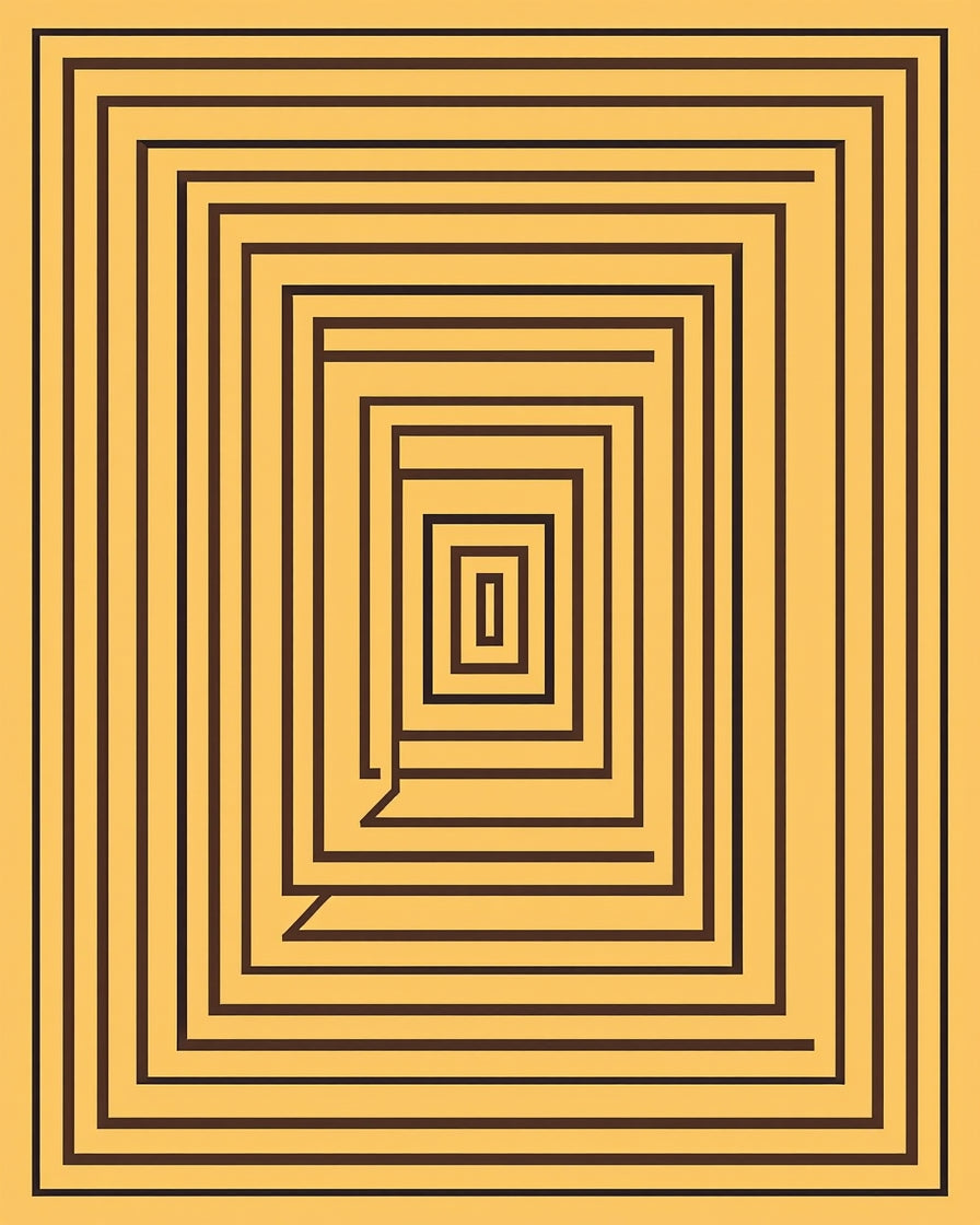 Burnt Orange Geometric Tunnel Rug