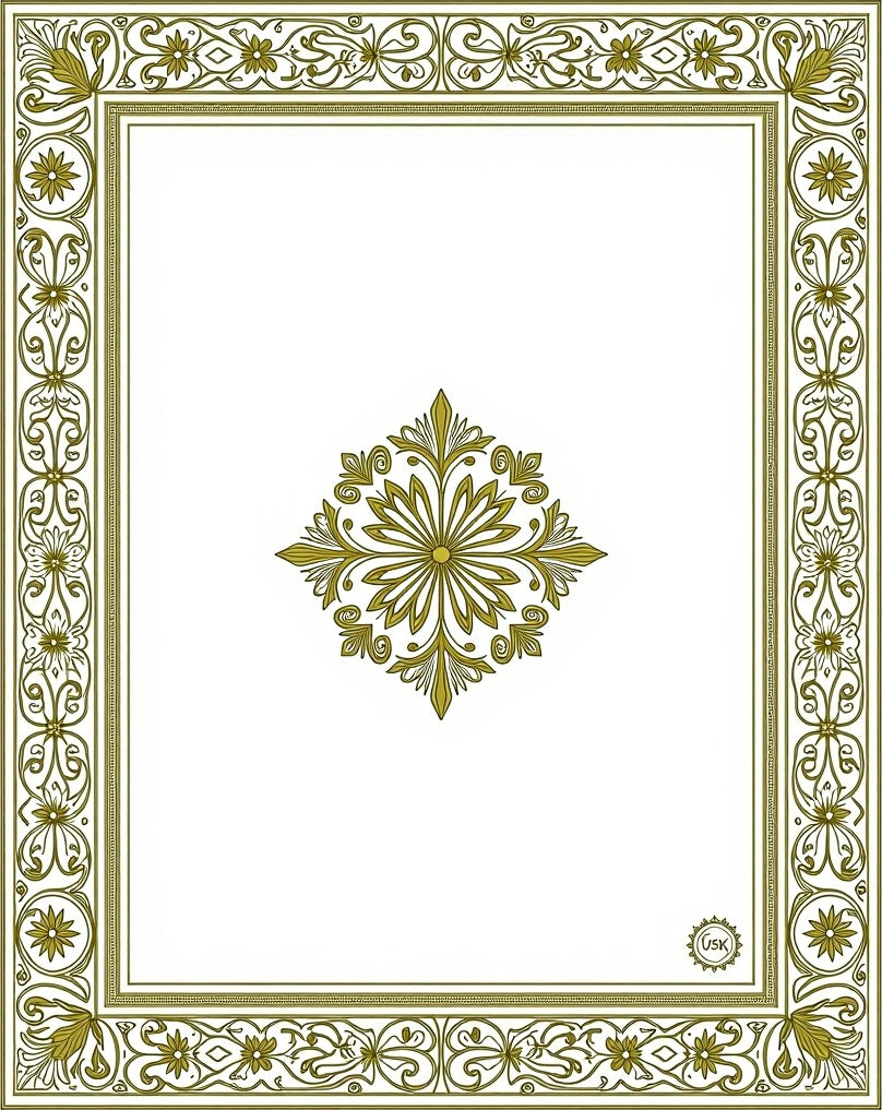 Golden Floral Medallion Border Rug