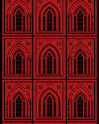 Gothic Red Arched Window Repeat Rug