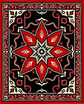 Bold Red Starburst Black Medallion Rug