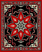 Bold Red Starburst Black Medallion Rug