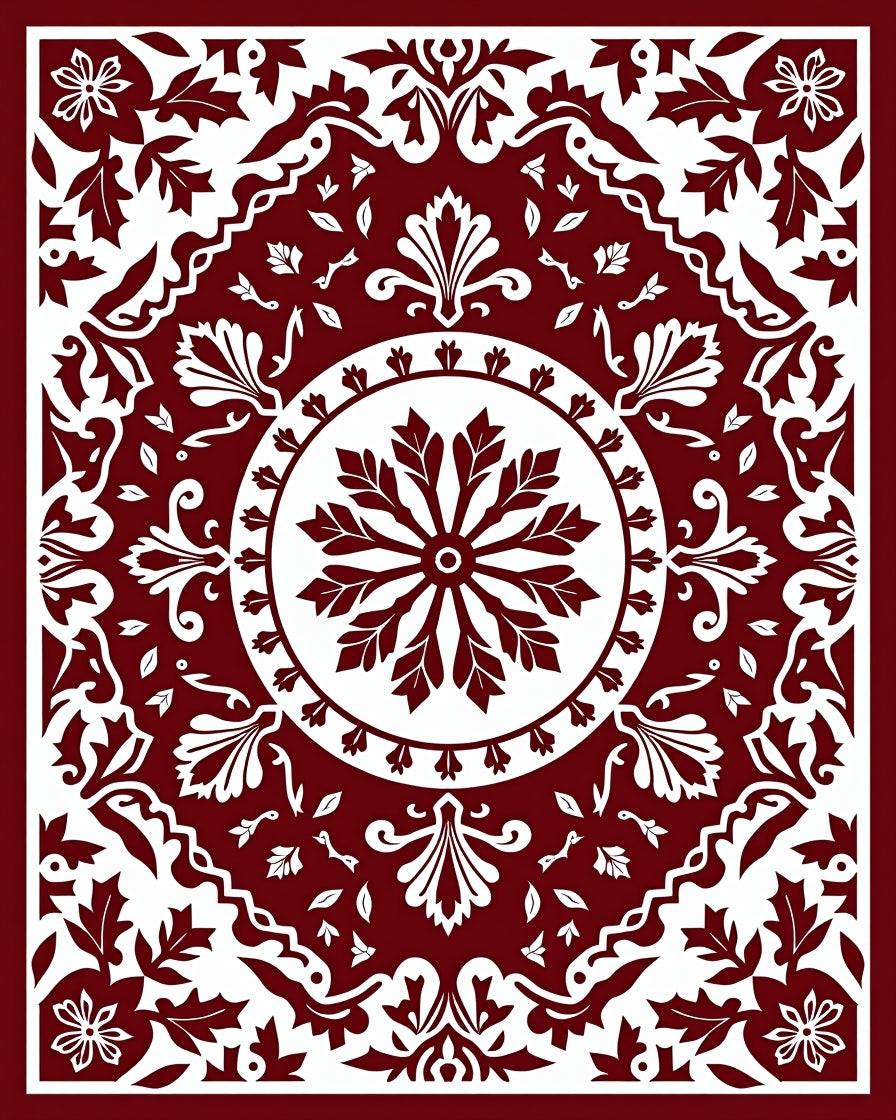 Classic Crimson Floral Medallion Rug